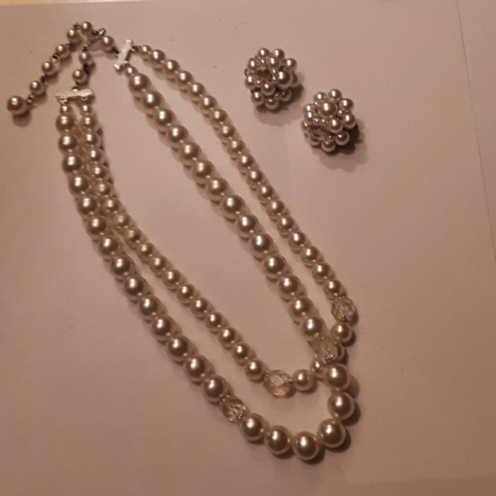 Necklace, earrings